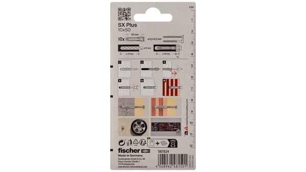 Fischer 567824 skruvankare och väggplugg 10 styck Expansionsankare 50 mm
