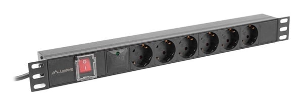 Pikkukuva 3 / 7: Lanberg PDU-06F-0200-BK tehonjakeluyksikkö 6 AC-pistorasia(a) 1U Musta