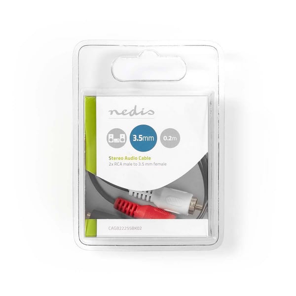 Nedis CAGB22255BK02 audiokaapeli 0,2 m 2 x RCA 3.5mm Musta