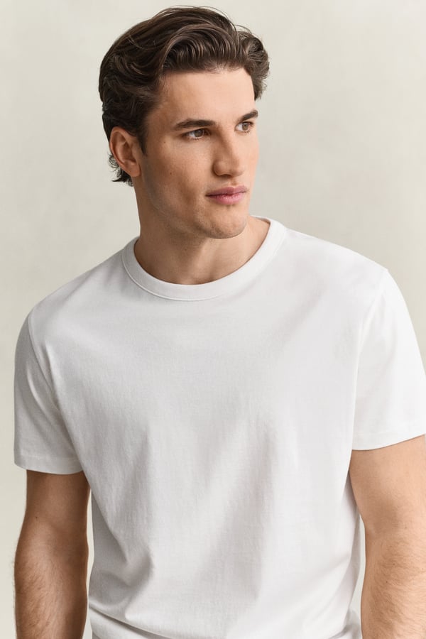 Miniatyrbild 5 av 5: Gant 2003436-113 T-tröja Rib-knit neckline Kortärmad Bomull