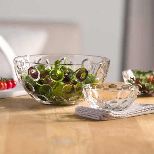 Miniatyrbillede 3 af 3: LEONARDO CUCINA OPTIC Skålsæt Rund Glas Transparent 5 stk
