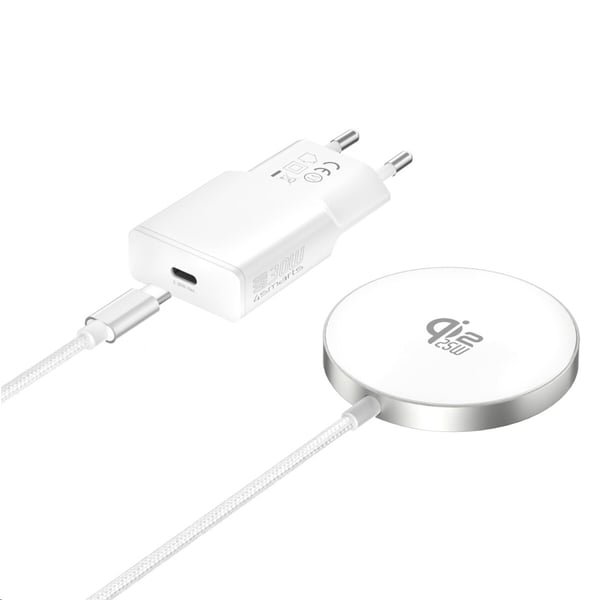 4smarts 541708 oplader til mobil enhed Smartphone Hvid USB Trådløs opladning Hurtig opladning Indendørs