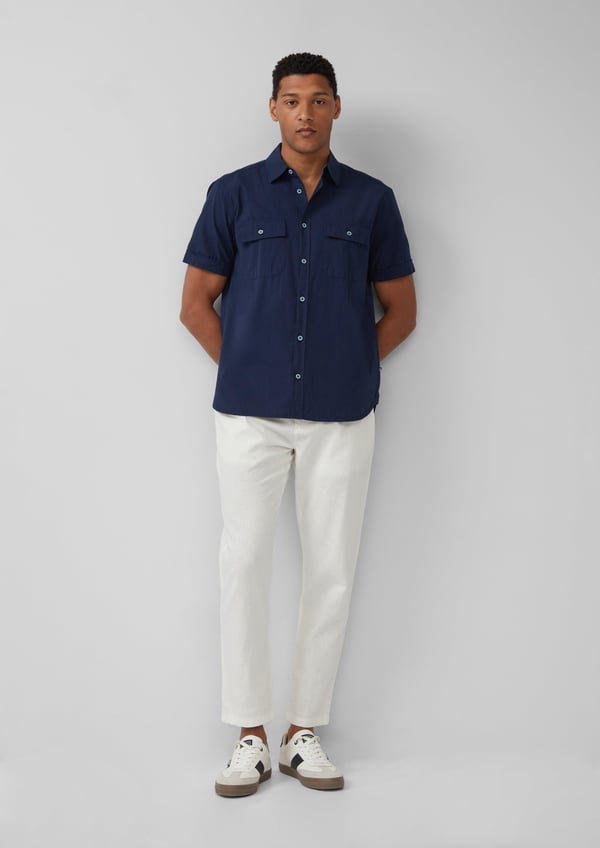 s.Oliver 2165424.5852.S skjorte & top Point collar Kort ærme Bomuld