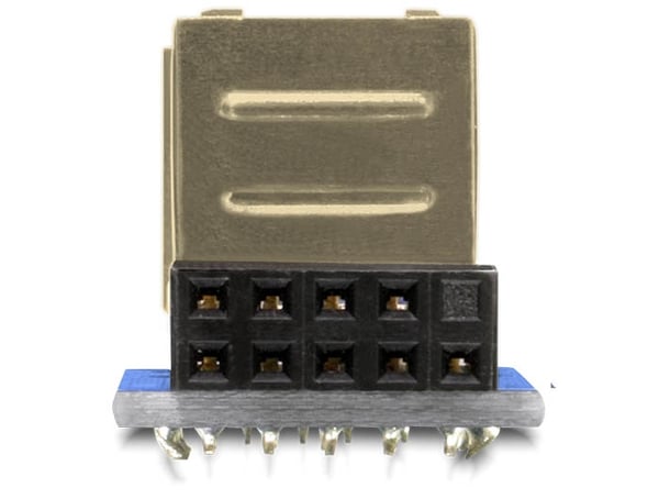 DeLOCK 1 x 9-pin 2.54 mm/2 x USB 2.0-A Sort, Blå, Sølv