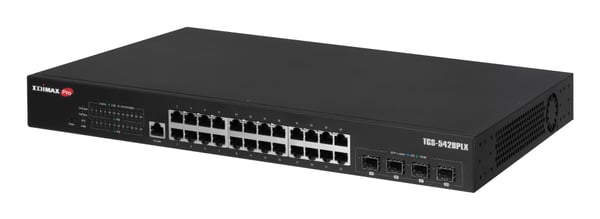 Edimax TGS-5428PLX nätverksswitchar hanterad 2.5G Ethernet (100/1000/2500) Strömförsörjning via Ethernet (PoE) stöd 1U Svart