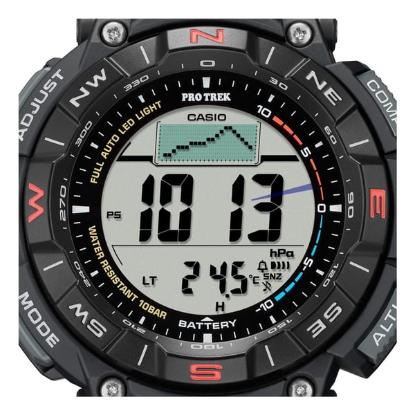 Casio PRO TREK PRG-340-1 rannekello Mies Quartz solar Musta, Punainen Musta