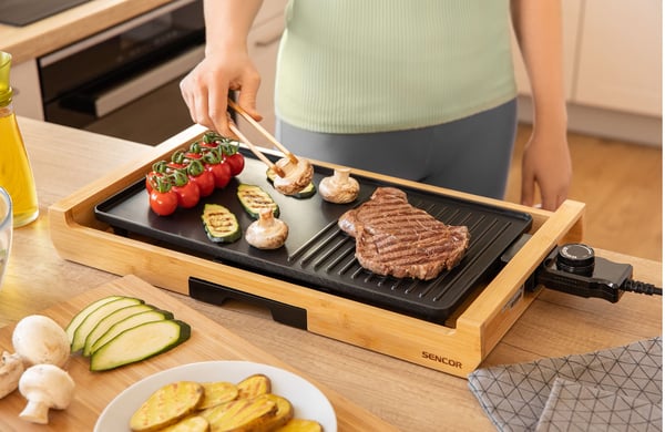 Sencor SBG 206BK elektrisk grill 1800 W Bamboo, Sort