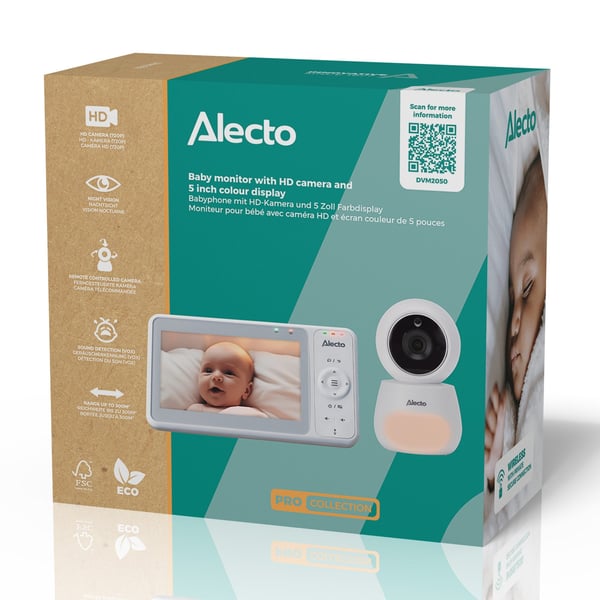 Alecto DVM2050 Baby videoskærm 300 m FHSS Sort, Hvid