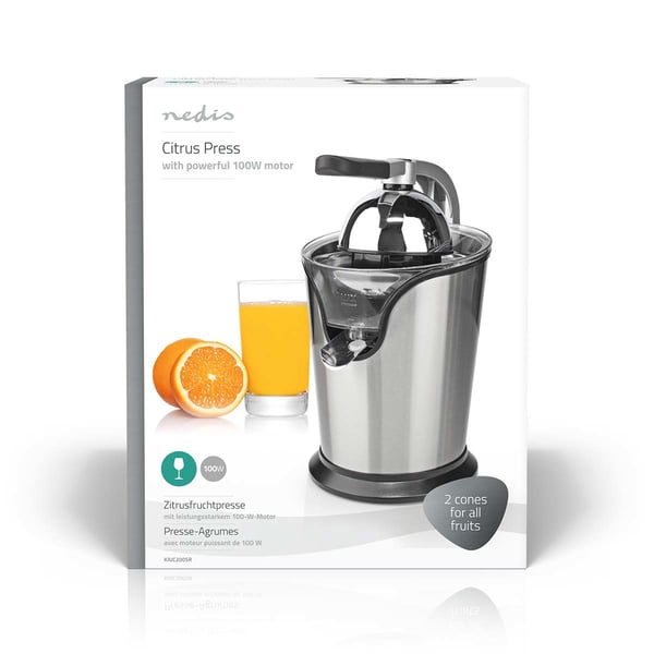 Nedis KAJC200SR juicepress Handdriven juicepress 100 W Aluminium, Svart