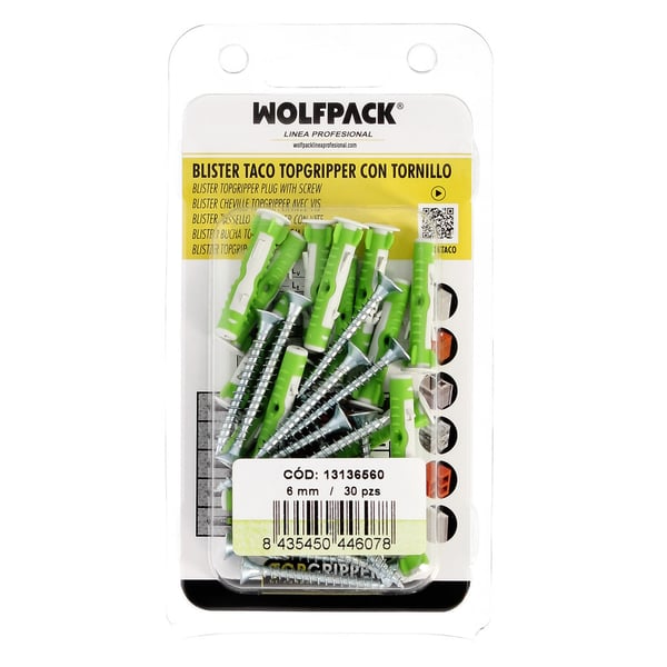Pikkukuva 1 / 5: Wolfpack Blister Tacos Topgripper Bimaterial Con Tornillos Ø 6 mm. 30 Piezas