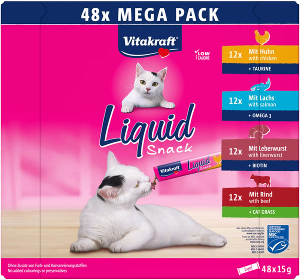 Vitakraft 27562 godbid til hund og kat Snacks Bøf, Kylling, Lever, Laks 15 g