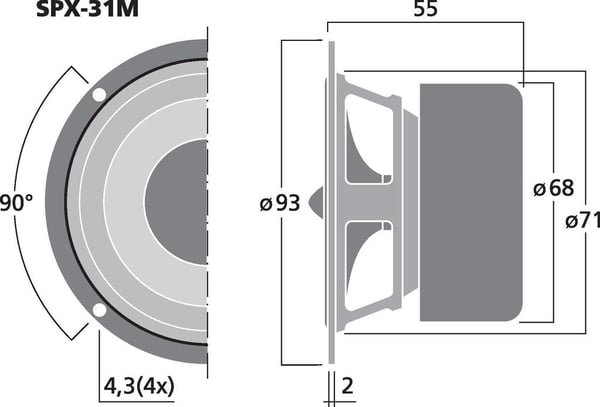 Monacor SPX-31M 20 W 1 stk Komplet højttalerdriver