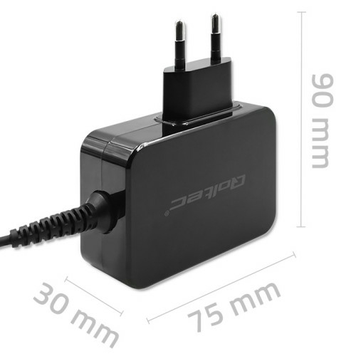 Qoltec 52385 oplader til mobil enhed Laptop, Bærbar spillekonsol, Strømbank, Smartphone, SmartWatch, Tablet Sort Vekselstrøm Hurtig opladning Indendørs
