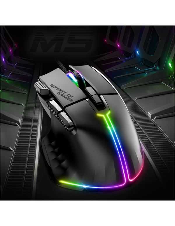 Spirit of Gamer PRO-M5 mus Spil Højre hånd USB Type-A Optisk 12800 dpi