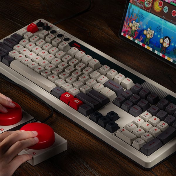 8Bitdo Retro 108 tangentbord Spela USB + RF Wireless + Bluetooth Grå