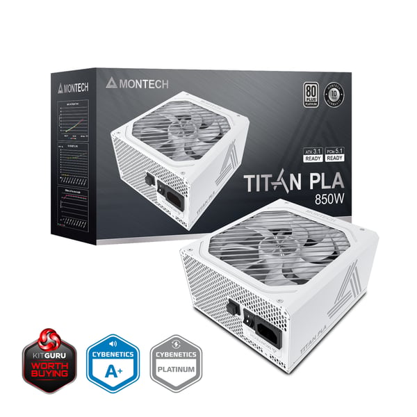 Montech TITAN PLA 850W strömförsörjningsenheter 20+4 pin ATX ATX Vit