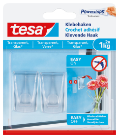 TESA 77735-00000 förvaringskrok inomhus Universalkrok Transparent 2 styck