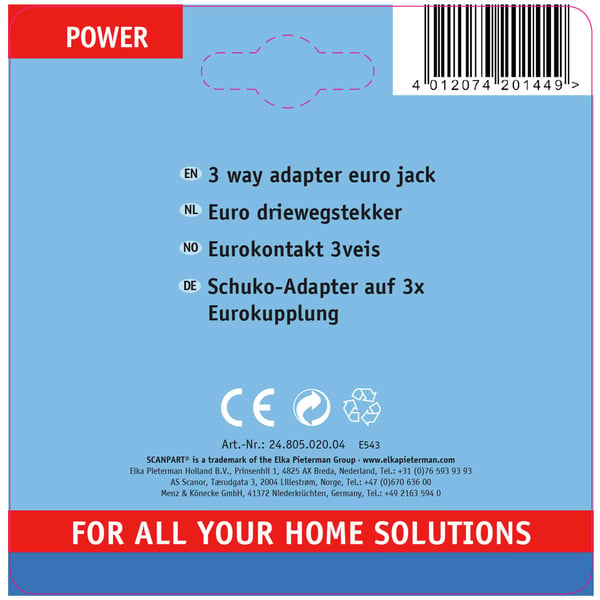 Miniatyrbillede 4 af 6: SCANPART 2480502004 strømstik adapter Type C (eurostik) Hvid