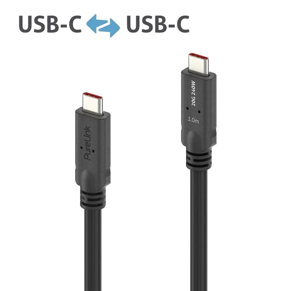 Miniatyrbillede 3 af 5: PureLink PI6500-010 USB-kabel USB4 Gen 2x2 1 m USB C 20 Gbit/sek. 240 W Sort