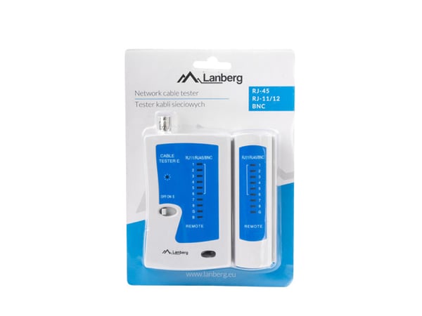 Lanberg NT-0401 nätverkskabeltestare Kabeltestare för partvinnade kablar/STP-kablar Blå, Vit