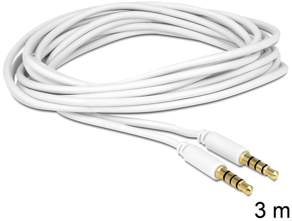 Miniatyrbillede 2 af 2: DeLOCK 3.5mm - 3.5mm, 3m lydkabel Hvid
