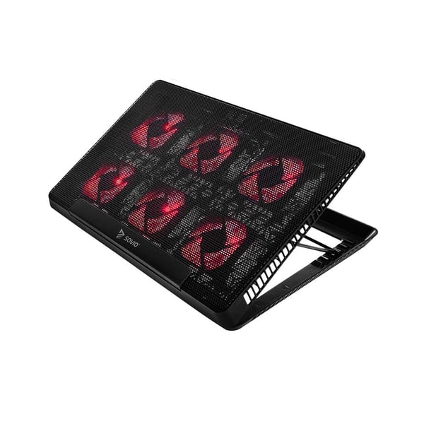 Miniatyrbillede 1 af 7: Savio Laptop cooling pad 6 backlit fans 2000 RPM COS-01 køling til laptop 43,9 cm (17.3") Sort, Rød