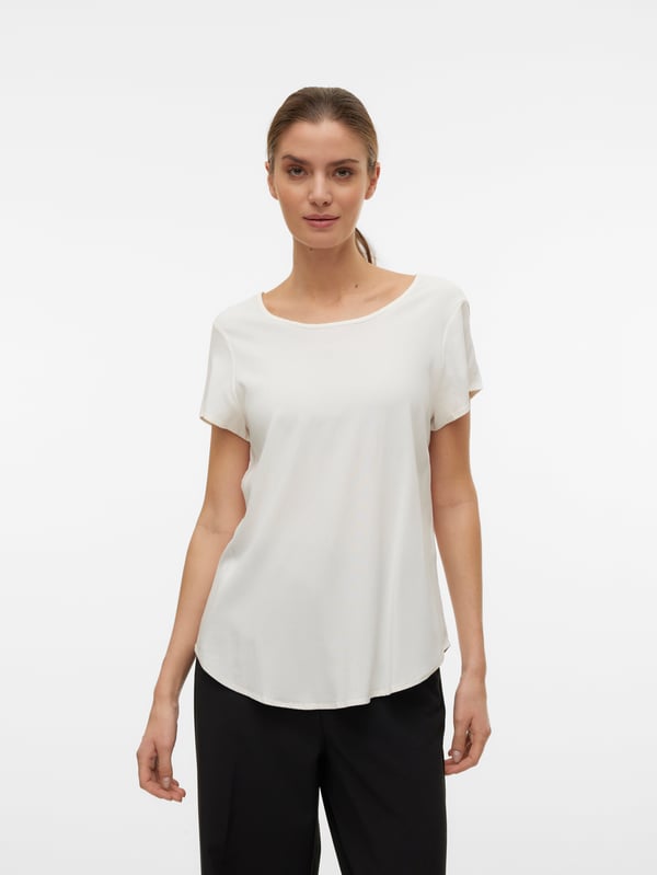 Vero Moda VMBELLA Top,10303431,S Top (tøj) Rund krave Kort ærme Viskose, Elastin