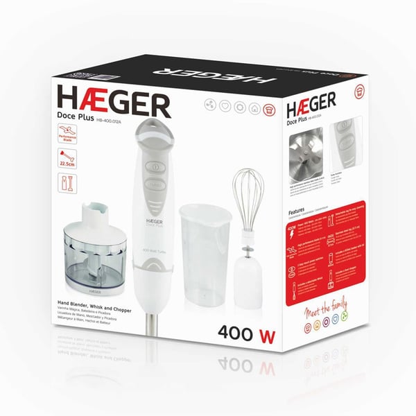 Haeger HB-400.012A tehosekoitin Upotettava sekoitin 400 W Harmaa, Valkoinen
