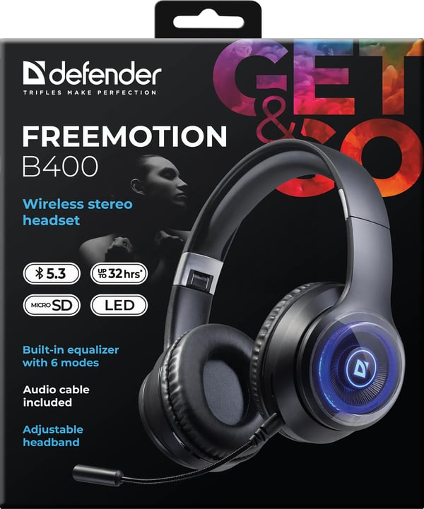 Defender FreeMotion B400 Kuulokkeet Langallinen & langaton Pääpanta Puhelut/Musiikki/Urheilu/Päivittäinen USB Type-C Bluetooth Musta