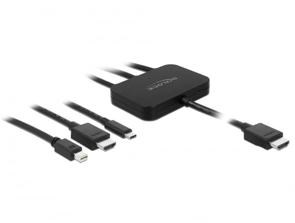 DeLOCK 85830 videokabel adapter HDMI Type A (Standard) HDMI + Mini DisplayPort + USB Type-C Sort