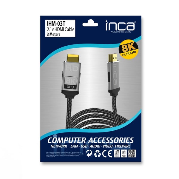 Miniatyrbillede 8 af 8: Inca IHM-03T HDMI-kabel 3 m HDMI Type A (Standard) Grå