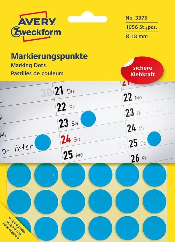 Pikkukuva 1 / 4: Avery 3375 liimaetiketti Ympyrä Kiinteä Sininen 1056 kpl