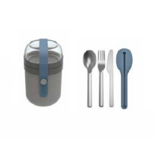 BergHOFF Leo 3950235 lounaslaatikko Lounaslaatikkosetti Muovi, Ruostumaton teräs Sininen, Harmaa 4 kpl
