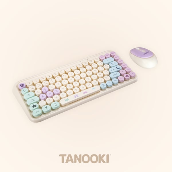 TANOOKI TNK4001 tastatur Mus inkluderet Hjem USB + Bluetooth QWERTY Engelsk, Spansk Cremefarvet