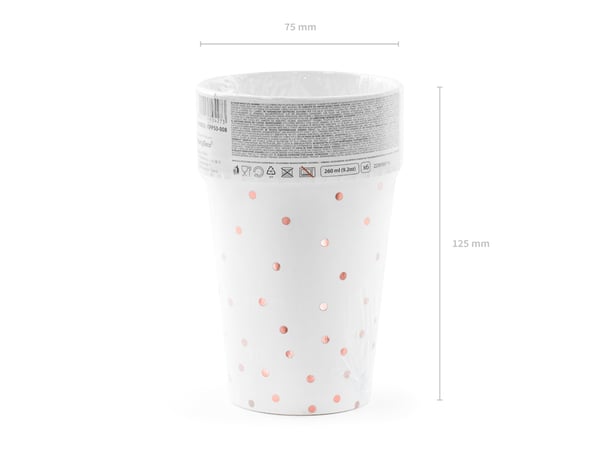 PartyDeco KPP53-008-EU1 kertakäyttöiset kupit 6 kpl 260 ml Paperi