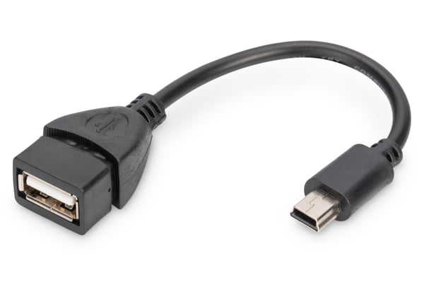 Digitus AK-300310-002-S USB-kabel USB 2.0 0,2 m Mini-USB B USB A Sort