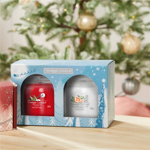 Miniatyrbild 2 av 2: Yankee Candle Holiday Bright Lights 2 Med Signature Jar Giftset stearinljus Cylinder Röd, Vit 2 styck