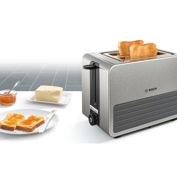 Bosch TAT7S25 brödrostar 2 skivor 1050 W Svart, Grå