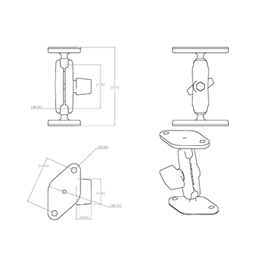 RAM Mounts RAM-A-101U monteringskit Svart Aluminium