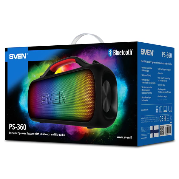 SVEN PS-360 Kannettava ja juhlakaiutin Kannettava monokaiutin Musta 24 W