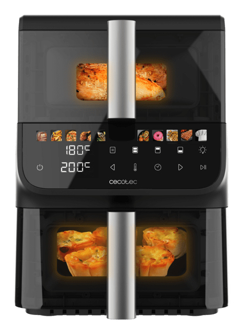 Miniatyrbild 1 av 12: Cecotec Cecofry DuoLevel 10000 DuoSize Window Dubbel 10 l Fristående 2000 W Varmluftsfritös Svart