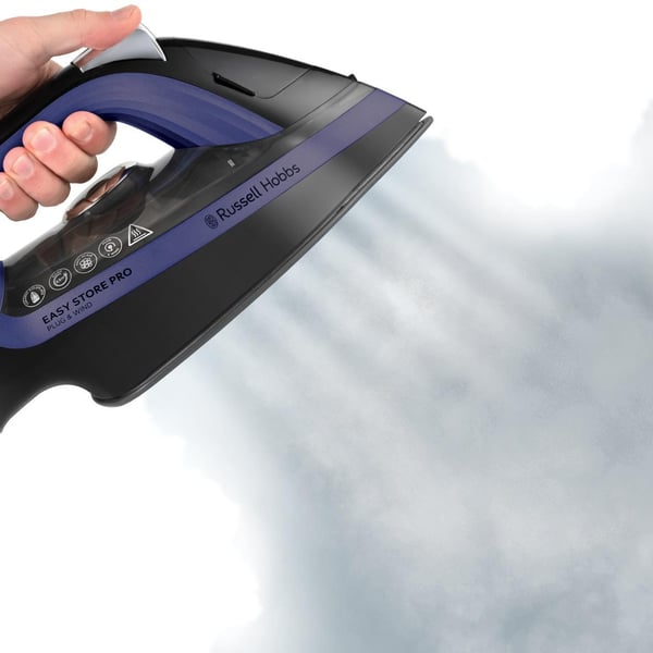 Miniatyrbillede 7 af 7: Russell Hobbs Plug & Wind Dampstrygejern Keramisk strygesål 2400 W Blå, Lilla