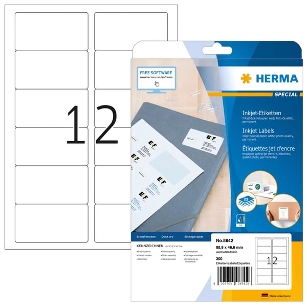 Miniatyrbild 1 av 2: HERMA 8842 adressetiketter Vit