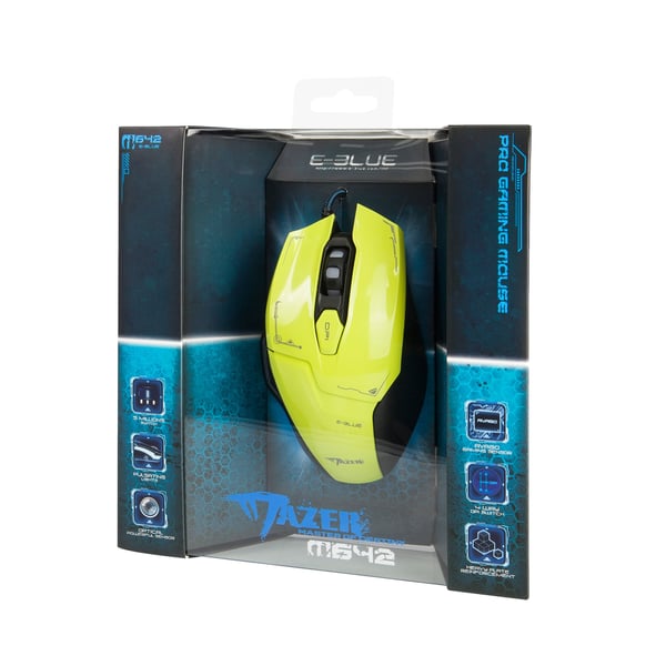 E-blue Mazer mus Spil Højre hånd USB Type-A Blue LED 2500 dpi