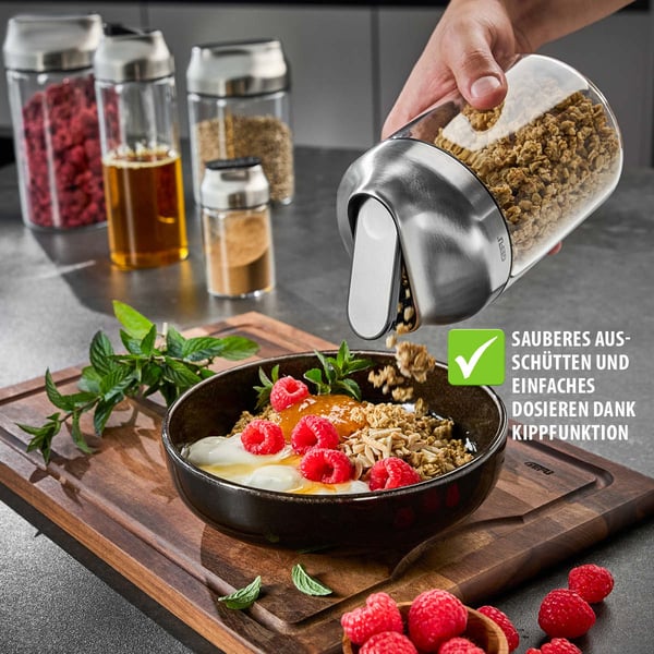 GEFU KIPPO Rund Krukke 0,7 L Rustfrit stål, Transparent 1 stk