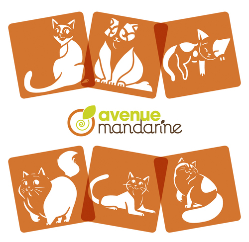 Avenue Mandarine Schablonen Set Katzen Orange Konststencil