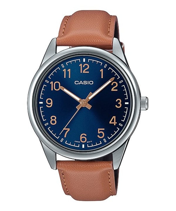Casio Standard MTP-V005L-2B4 ur Armbåndsur Hanstik Kvarts Rustfrit stål, Sort, Brun Rustfrit stål
