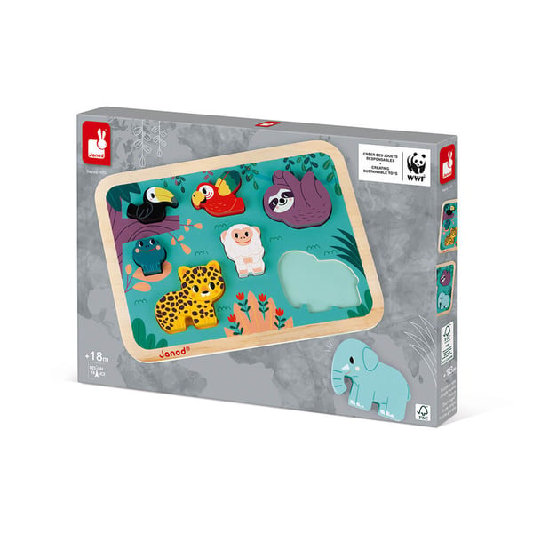 Miniatyrbild 5 av 5: JANOD Jungle Chunky Wooden Puzzle - In partnership with WWF®