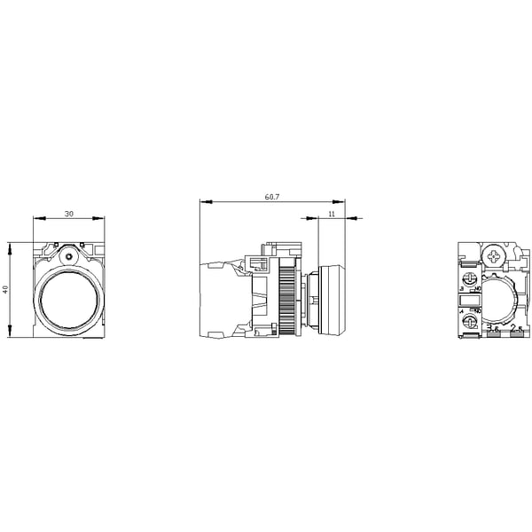 Miniatyrbillede 4 af 6: Siemens 3SU1150-0AB40-1BA0 elektrisk aktuator Sort, Grøn, Sølv