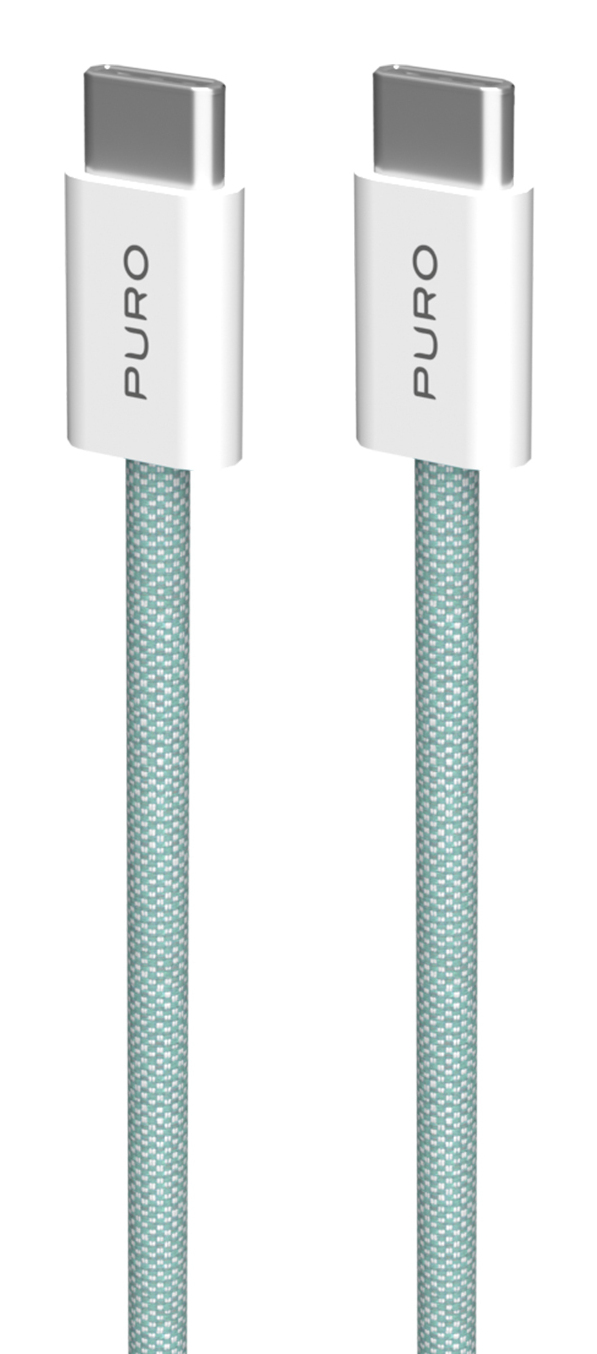 PURO PUCCCFABK415MTNGRN USB-kablar USB 2.0 1,5 m USB C 60 W Grön, Vit